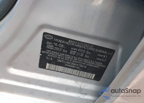 2009 Hyundai Sonata Se V6 из США, поврежденный, VIN 5NPEU46F89H478616